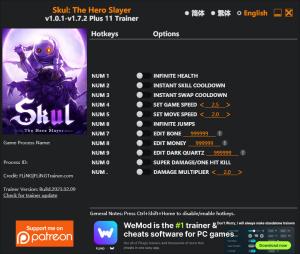 Skul: The Hero Slayer Trainer for PC game version v1.7.2