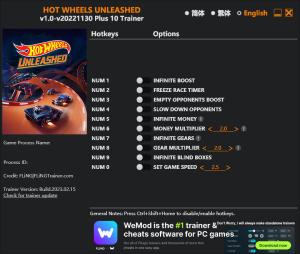 Hot Wheels Unleashed  Trainer for PC game version v2023.02.15