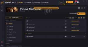 Perseus: Titan Slayer Trainer for PC game version v1.1.0
