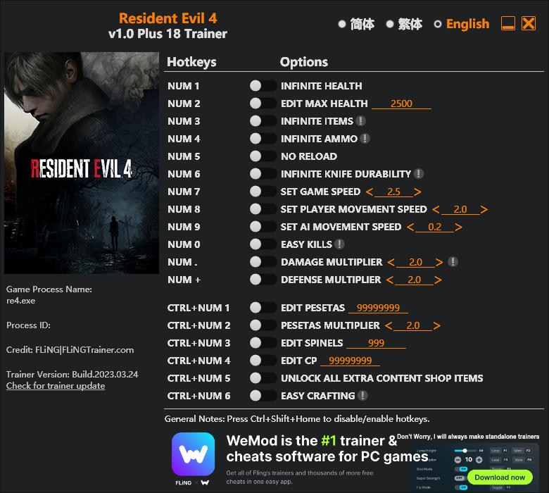 Resident Evil 4 v1.0 Plus 30 Trainer-FLiNG 