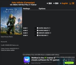 Halo Infinite Trainer for PC game version v6.10024.10518.0