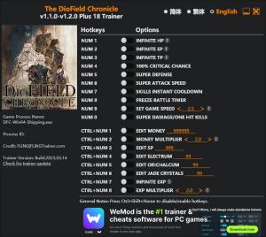 The DioField Chronicle Trainer for PC game version  v1.2.0