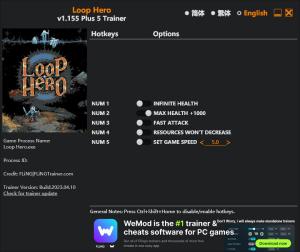Loop Hero Trainer for PC game version v1.155