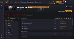 Exogate Initiative  Trainer for PC game version  v0.8.0