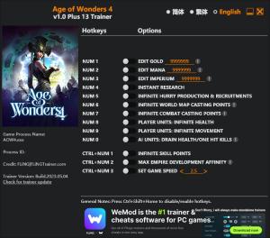 Age of Wonders 4 Trainer for PC game version v1.0