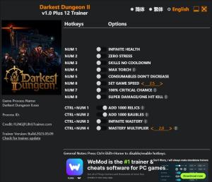 Darkest Dungeon 2 Trainer for PC game version v2023.05.09