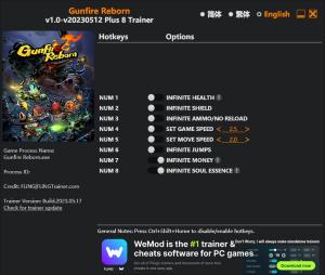Gunfire Reborn Trainer for PC game version v2023.05.17