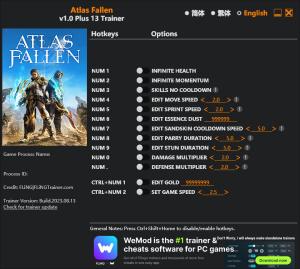 Atlas Fallen Trainer for PC game version v1.0