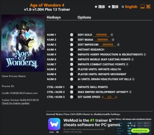 Age of Wonders 4 Trainer for PC game version v2023.08.20