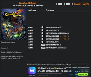 Gunfire Reborn Trainer for PC game version v2023.08.31