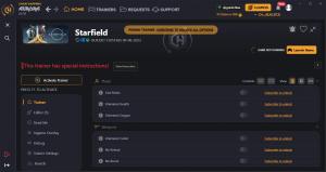 Starfield Trainer for PC game version BUILD 12051365 V5