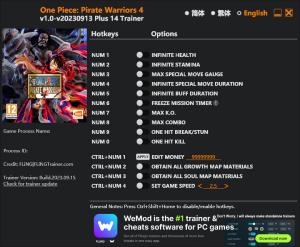 One Piece: Pirate Warriors 4 Trainer for PC game version v2023.09.15