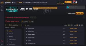 Lords of the Fallen Trainer for PC game version v1.1.193