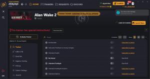Alan Wake 2  Trainer for PC game version v1.0.12