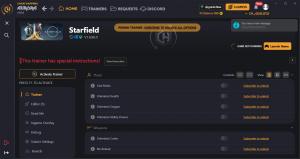 Starfield Trainer for PC game version v1.8.86.0