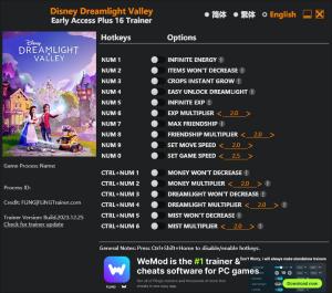 Disney Dreamlight Valley  Trainer for PC game version Early Access 2023.12.25