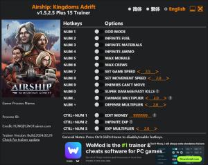 Airship: Kingdoms Adrift Trainer for PC game version v1.5.2.5