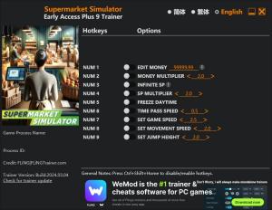 Supermarket Simulator Trainer for PC game version Early Access 2024.03.04