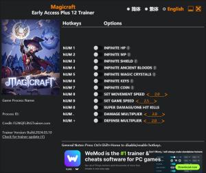 Magicraft Trainer for PC game version Early Access 2024.03.10