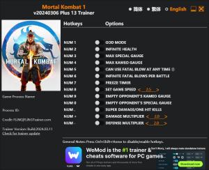 Mortal Kombat 1 Trainer for PC game version v2024.03.11