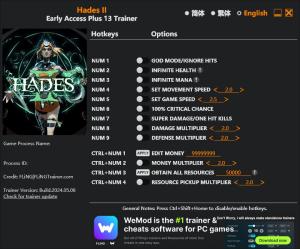 Hades II  Trainer for PC game version Early Access 2024.05.08