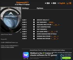 Homeworld 3 Trainer for PC game version v1.0