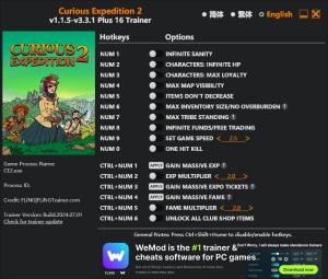 Curious Expedition 2 Trainer for PC game version v3.3.1