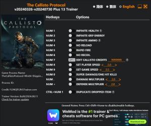 The Callisto Protocol Trainer for PC game version v2024.08.11