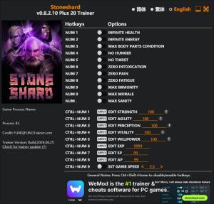 Stoneshard Trainer for PC game version v0.8.2.10