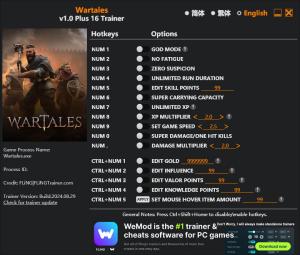 Wartales  Trainer for PC game version v2024.08.29