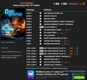 Core Keeper  Trainer for PC game version v1.0