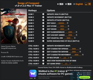 Songs of Conquest Trainer for PC game version v1.3.2