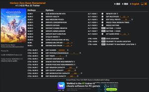 Horizon Zero Dawn Remastered Trainer for PC game version v1.1.42.0