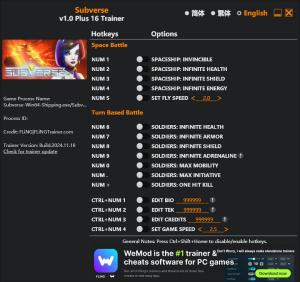 Subverse Trainer for PC game version v1.0