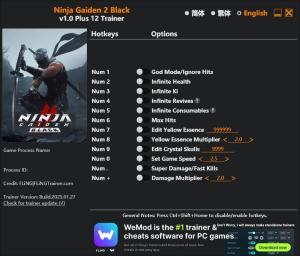 Ninja Gaiden 2 Black Trainer for PC game version v1.0