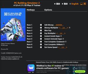 PC Building Simulator 2 Trainer for PC game version v1.11.10