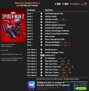 Marvel’s Spider-Man 2 Trainer for PC game version v1.130