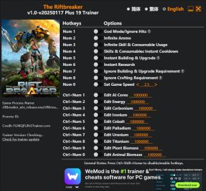 The Riftbreaker Trainer for PC game version v2025.02.20