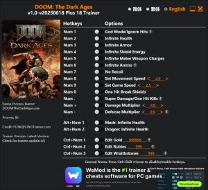 DOOM: The Dark Ages Trainer +18 v1.0 2025.06.20 {FLiNG}