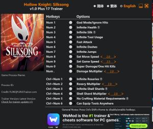 Hollow Knight: Silksong Trainer +17 v1.0 {FLiNG}