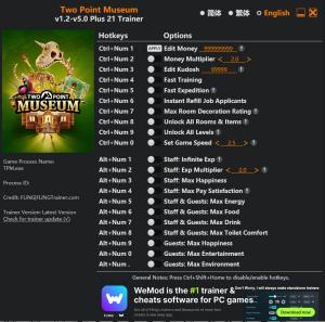 Two Point Museum Trainer +21 v5.0 {FLiNG}