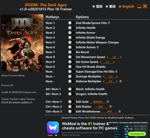 DOOM: The Dark Ages Trainer +18 v2025.10.15 {FLiNG}