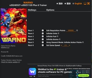 WARNO Trainer +6 v2025.11.20 {FLiNG}
