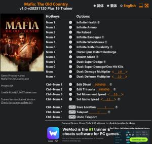 Mafia: The Old Country Trainer +19 v2025.11.20 {FLiNG}