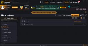 Neon Inferno Trainer for PC game version ORIGINAL