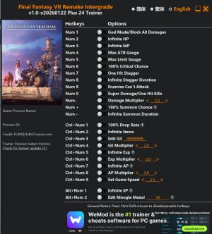 Final Fantasy VII Remake Intergrade Trainer +24 v2026.01.22 {FLiNG}