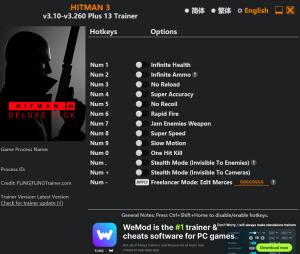 HITMAN 3 Trainer +13 v3.260 {FLiNG}