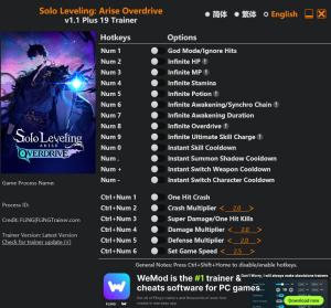 Trainer for PC game version v1.1