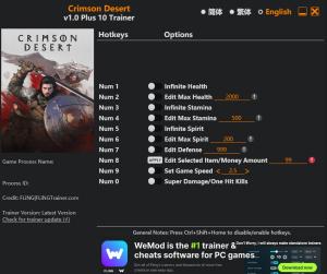 Trainer for PC game version v2026.03.23