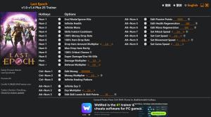 Trainer for PC game version v1.4